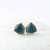 Silver Stud Earrings - London Blue Quartz - 10mm Trillion Hexagon - Gemstone Earrings - Studs Earrings - Gift For Bride - Womens Earring